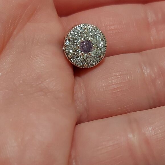 925 Sterling Silver Purple Flower Charm - Picture 6 of 8